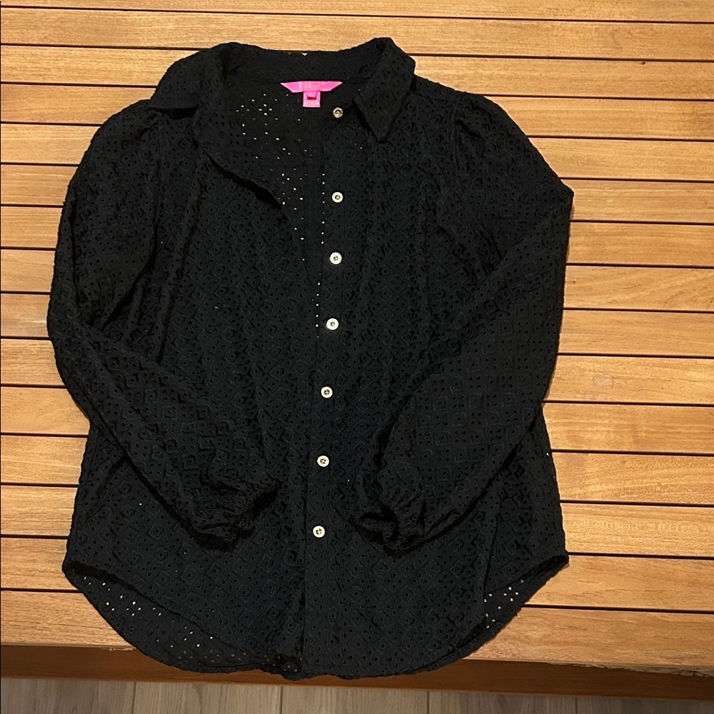 Lilly Pulitzer Black Eyelet Blouse